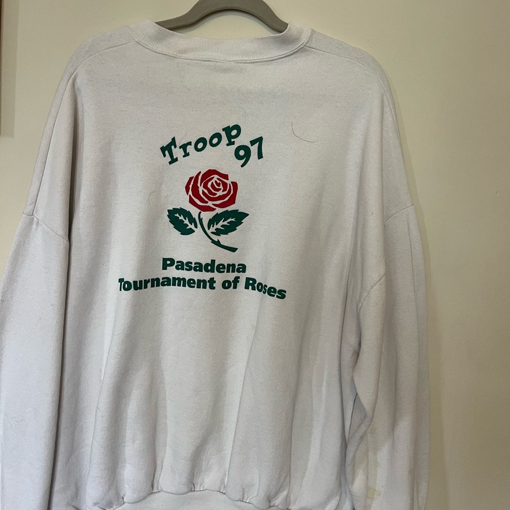 White Sweatshirt with Rose Graphic